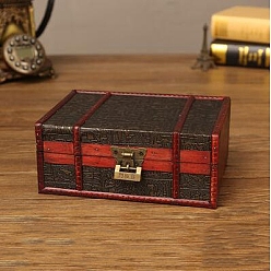 Коричневый Прямоугольный ретро-деревянный набор ювелирных изделий, органайзер для хранения, коробки с замком, сундук с сокровищами для сережек, Кольца, , кофе, 21.5x14x7.7 см
