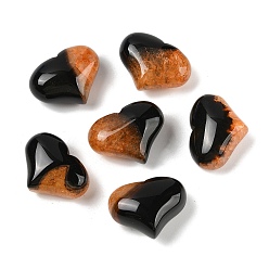 Темно-Оранжевый Натуральный друзовый агат (окрашенный и нагретый) сердцевидный пальмовый камень, исцеляющий карманный тон для рейки балансировка энергии медитация подарок, темно-оранжевый, 18.5~20x24~25.5x12~13.5 мм
