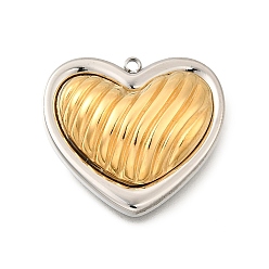 Сердце 304 подвески из нержавеющей стали, золотые и нержавеющая сталь цвет, сердце, 21.5x24x7 мм, отверстие : 1.5 мм
