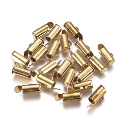 Raw(Unplated) Brass Slide On End Clasp Tubes, Slider End Caps, for Ball Chains, Raw(Unplated), 9x5.5x4mm, Hole: 1mm, Inner Diameter: 3mm