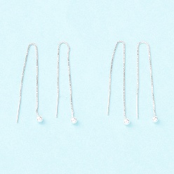Серебро 925 нить серебристого серебра, длинная цепочка с кисточками и висячими серьгами-гвоздиками для женщин, серебряные, 80 мм, штифты : 0.7 мм