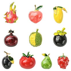 (52) Непрозрачная лаванда 10 шт. 10 стили эмалевые значки с фруктовой тематикой, булавки для лацканов из сплава для одежды рюкзака, соединенные формы, разноцветные, 15~21x11~15 мм, 1 шт / стиль