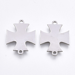 Нержавеющая Сталь Цвет Устойчивы к потускнению 201 соединители из нержавеющей стали, лазерная резка, крестик, цвет нержавеющей стали, 18.5x14.5x1 мм, отверстие : 1.5 мм