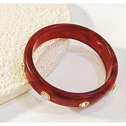 Темно-Красный Модные браслеты из акрила и страз для женщин, кольцо, темно-красный, внутренний диаметр: 3-1/8 дюйм (8 см)
