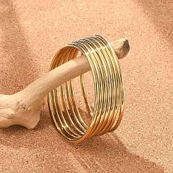 Настоящее золото 18K 7 шт. 201 наборы простых браслетов из нержавеющей стали для женщин, реальный 18 k позолоченный, 2-5/8 дюйм (6.8 см)