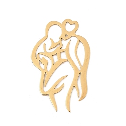 Настоящее золото 18K День матери 201 большие подвески из нержавеющей стали, лазерная резка, амулет мама и дитя, реальный 18 k позолоченный, 50x31x1 мм, отверстие : 4x5.5 мм