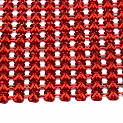 Red Aluminum Beaded Trim Mesh Ribbon Roll, for DIY Jewelry Craft Making, Red, 19-1/4~19-3/4 inch(490~500mm)