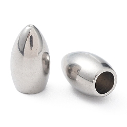 Нержавеющая Сталь Цвет Не тускнеет 201 наконечник шнура из нержавеющей стали, лошадиный глаз , цвет нержавеющей стали, 7x4 мм, отверстие : 2 мм