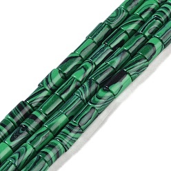Malachite Perles synthétiques malachite brins, colonne, 7.5~8.5x5~6mm, Trou: 1mm, Environ 45~46 pcs/chapelet, 14.69~15.04 pouce (37.3~38.2 cm)