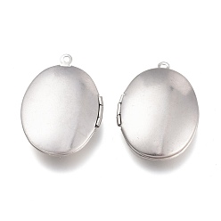 Нержавеющая Сталь Цвет Устойчивые к потускнению 316 подвески-медальоны из нержавеющей стали, фото прелести рамка для ожерелья, овальные, цвет нержавеющей стали, 33.5x23.5x7 мм, отверстие : 1.6 мм, внутренний диаметр: 23x16 мм