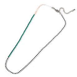 Turquoise Boho Glass Seed Beaded Necklaces with 304 Stainless Steel End Chains, Stainless Steel Color, Turquoise, 16.54 inch(42cm)