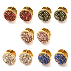 (52) Непрозрачная лаванда Вакуумное покрытие pvd 304 серьги-кольца из нержавеющей стали со стразами для женщин, круглые, золотые, разноцветные, 16x15x16 мм