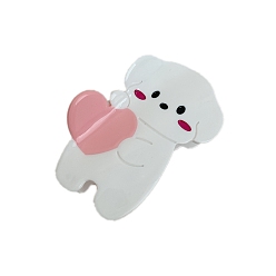 Белый Заколки для волос с когтями из ацетата целлюлозы (смола), милый щенок с сердцем, белые, 82x50 мм