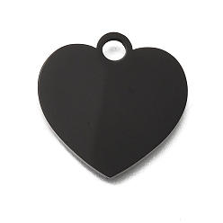 Черный Ионное покрытие (ip) 304 подвески из нержавеющей стали, пустая бирка с зеркальной полировкой, шарма сердца, чёрные, 20x20x1.5 мм, отверстие : 3 мм