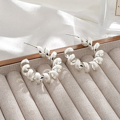 Посеребрённый Латунные серьги-гвоздики со спиральной укладкой для женщин, 925 серебро покрытием, 37.5x10 мм