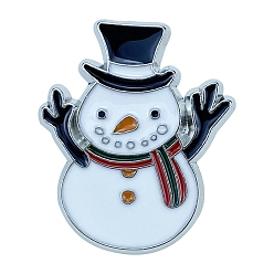 Bonhomme de neige Broches en alliage de platine sur le thème de Noël, épingles en émail, bonhomme de neige, 26x23mm