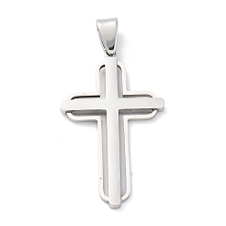 Нержавеющая Сталь Цвет 304 подвески из нержавеющей стали, крест прелести, анти-тускнение, цвет нержавеющей стали, 43.5x25.5x2.5 мм, отверстие : 4x6.7 мм
