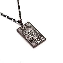 Лео 304 прямоугольная цепочка из нержавеющей стали с подвесками в виде созвездий, чёрные, Лев, 23.62 дюйм (60 см)