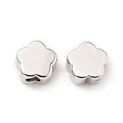 Платина Латунные бусины, без кадмия и без свинца, цветок, платина, 5x5x2.5 мм, отверстие : 1.4 мм