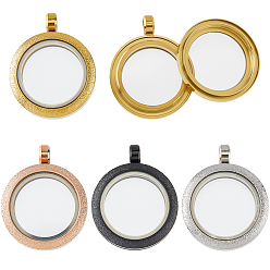 (52) Непрозрачная лаванда 4шт 4 цвета подвески-медальоны из нержавеющей стали, со стеклом, аксессуары для изготовления ювелирных кулонов своими руками, плоский круглый шарм, разноцветные, 30.5x24.5x6 мм, отверстие : 4 мм, внутренний диаметр: 18 мм, 1 шт / цвет