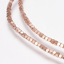 Гальванический Розовый Золотой Сорта aa немагнитные синтетические гематитовые шарики, кубические, покрытием из розового золота, 1.5x1.5x1.5 мм, отверстие : 0.5 мм, около 270 шт / нитка, 15.7 дюйм (40 см) в длину