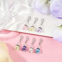 (52) Непрозрачная лаванда Цветочные украшения из АБС-пластика с жемчугом, Сплав с застежками когтя омара, платина, разноцветные, 34 мм