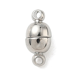 Платинированный Овальные латунные магнитные застежки, с петлями, без никеля , Реальная платина, 11.5x5 мм, отверстие : 1.2 мм