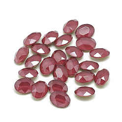 Светло-сиамский Сделай сам указал назад k 9 стеклянные кабошоны со стразами, случайное цветное покрытие, стиль мокко, граненые, овальные, Light Siam, 8x6x3.5 мм