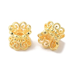 Настоящее золото 18K Покрытие стойки, двухсторонние латунные колпачки из бисера, цветок, долговечный, реальный 18 k позолоченный, 6.7x5.8 мм, отверстие : 1.8~4.7 мм