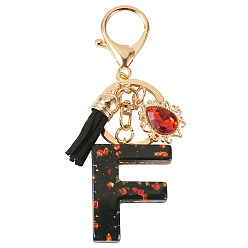 Letter F Resin Keychains, with Lobster Claw Clasps, Light Gold, Letter F, 102mm, Letter: 43.5x32.5x7.5mm