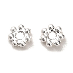 Argent Perles en alliage plaqué longue durée, fleur 8 pétales, argenterie, 5x1.8mm, Trou: 1.2mm