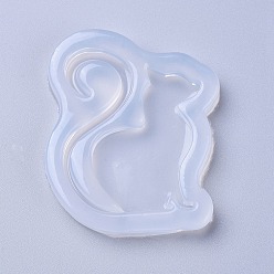 White Food Grade Silhouette Silicone Molds, Resin Casting Molds, For UV Resin, Epoxy Resin Jewelry Making, Cat Shape, White, 52x43x7mm, Inner Diameter: 42x35mm