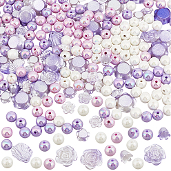Сине-фиолетовый 110шт. наборы для самостоятельного изготовления украшений в градиентном стиле, включая пластиковую бусину, кабошон, звено и подвески, с 240шт. 3цветными непрозрачными акриловыми бусинами, синий фиолетовый, 8~34.5x8~40x2~11 мм, отверстие : 1~6 мм