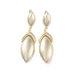 Golden Brass Pendants Stud Earrings, Horse Eye, Golden, 64x17mm