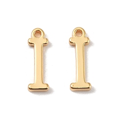 Letter I Латунные подвески, реальный 18 k позолоченный, Буква "i", 10x3x1.3 мм, отверстие : 0.8 мм