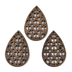 Кокосово-Коричневый Подвески из орехового дерева, слеза, кокосового коричневый, 44x29x2 мм, отверстие : 2 мм