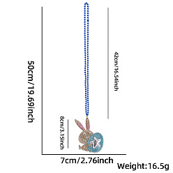 Кролик Подвеска из фетра на пасхальную тематику, цепочка из пластиковых шариков для детей., бирюзовые, кролик, 16.54 дюйм (42 см), Кулон : длиной 80 мм 