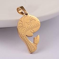 Золотой Ионное покрытие (ip) 304 подвески из нержавеющей стали, Дева Мария, золотые, 27x15x2 мм, отверстие : 6x4 мм