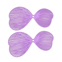Лиловый Распыленные окрашенные железные подвески, бантом, сирень, 28x50x0.5 мм, отверстие : 1.8 мм