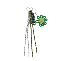 Зеленый Подвесные украшения ручной работы из полиэстерового шнура и цветочных нитей, с алюминиевыми застежками-карабином, зелёные, 320 мм