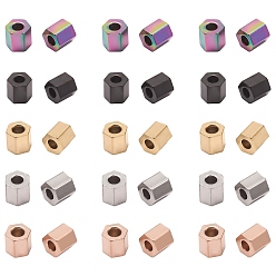 Mixed Color 304 Stainless Steel Spacer Beads, Hexagon, Mixed Color, 3.2x3.2x3mm, Hole: 1.4mm, 10pcs/color, 5 colors, 50pcs/box