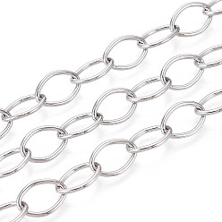 Платина Латунные кабельные цепи, несварные, с катушкой, овальные, платина, 12.5x8.5x1 мм, около 32.81 футов (10 м) / рулон