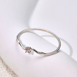 Stainless Steel Color 304 Stainless Steel Micro Pave Cubic Zirconia Finger Rings for Women, Stainless Steel Color, Inner Diameter: 16.4mm
