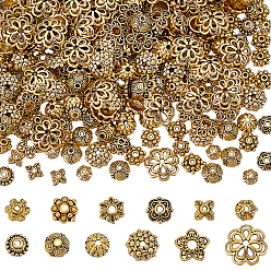 Античное Золото 360 шт. 12 стили наборы колпачков для бусин из сплава, цветок, античное золото , 6~11x2~4.5 мм, отверстие : 1~2 мм, 30 шт / стиль