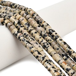 Далматинских Джаспер Природные яшмы далматин бисер нитей, диск, Heishi бусы, 4x2~2.5 мм, отверстие : 0.7 мм, около 158~160 шт / нитка, 14.96''~15.16'' (38~38.5 см)