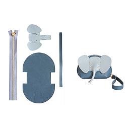 Стально-синий Набор для кошелька-молнии в виде слона своими руками, включая материалы для сумок из коровьей кожи, стальной синий, 100x70 мм