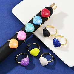 Shell Shape Латунные эмалевые регулируемые манжеты для женщин, реальный 18 k позолоченный, без кадмия, без никеля и без свинца, разноцветные, формы раковины, форма оболочки: 16x16 мм, внутренний диаметр: регулируемый