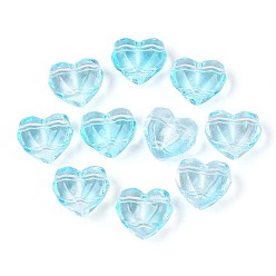 Небесно-голубой Прозрачные стеклянные бусины, сердце, граненые, с блеском порошок, голубой, 13x14.5x8 мм, Отверстие : 1.4 мм & 1.5 мм, Около 606 шт / 1000 г
