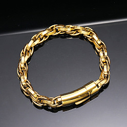 Золотой 304 браслеты из нержавеющей стали с цепочкой для мужчин и женщин, с застежкой, золотые, 8.27 дюйм (21 см)