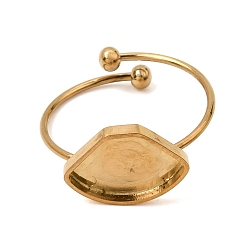 Real 18K Gold Plated Lip 304 Stainless Steel Open Cuff Bangle Makings with Bezel Tray, Ion Plating(IP), Long-Lasting Plated, Real 18K Gold Plated, Inner Diameter: 0.75 inch(1.9cm), Tray: 9x13mm